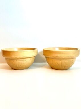 Vintage Over & Back Yellow Ware Bowls Set
